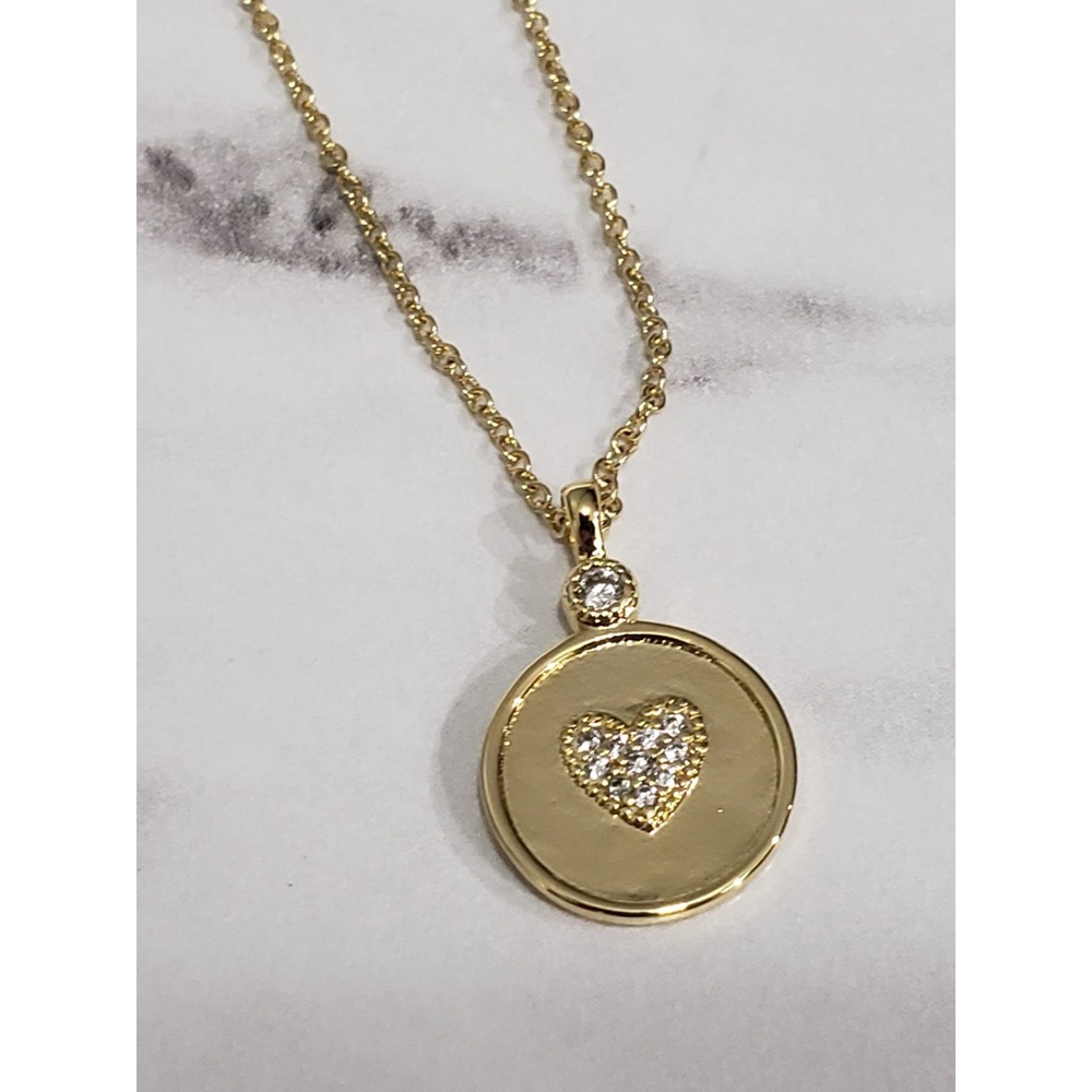 NEW GORJANA MADISON HEART CHARM PENDANT NECKLACE COIN GOLD TONE DAINTY